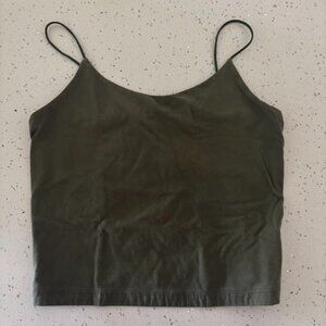 Olive Green Spaghetti Strap Crop Top